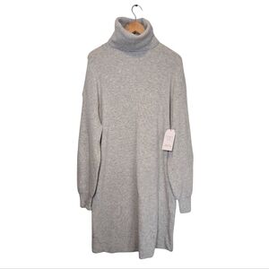 NWT Sweater dress Large Time & Tru Gray ribbed-knit long-sleeve turtleneck